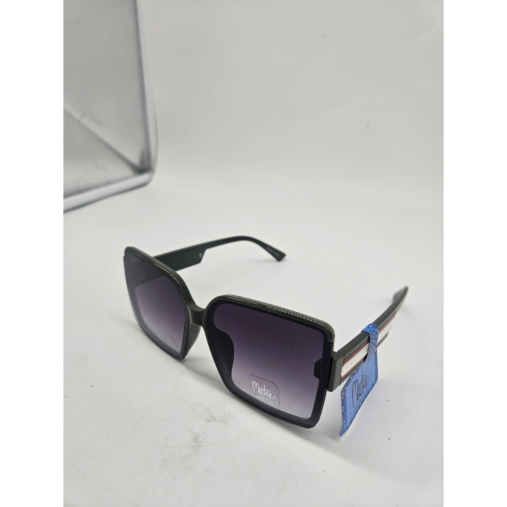 Bob Mackie Oversized Square Sunglasses Green Frame Purple Gradient Lens 100% UV